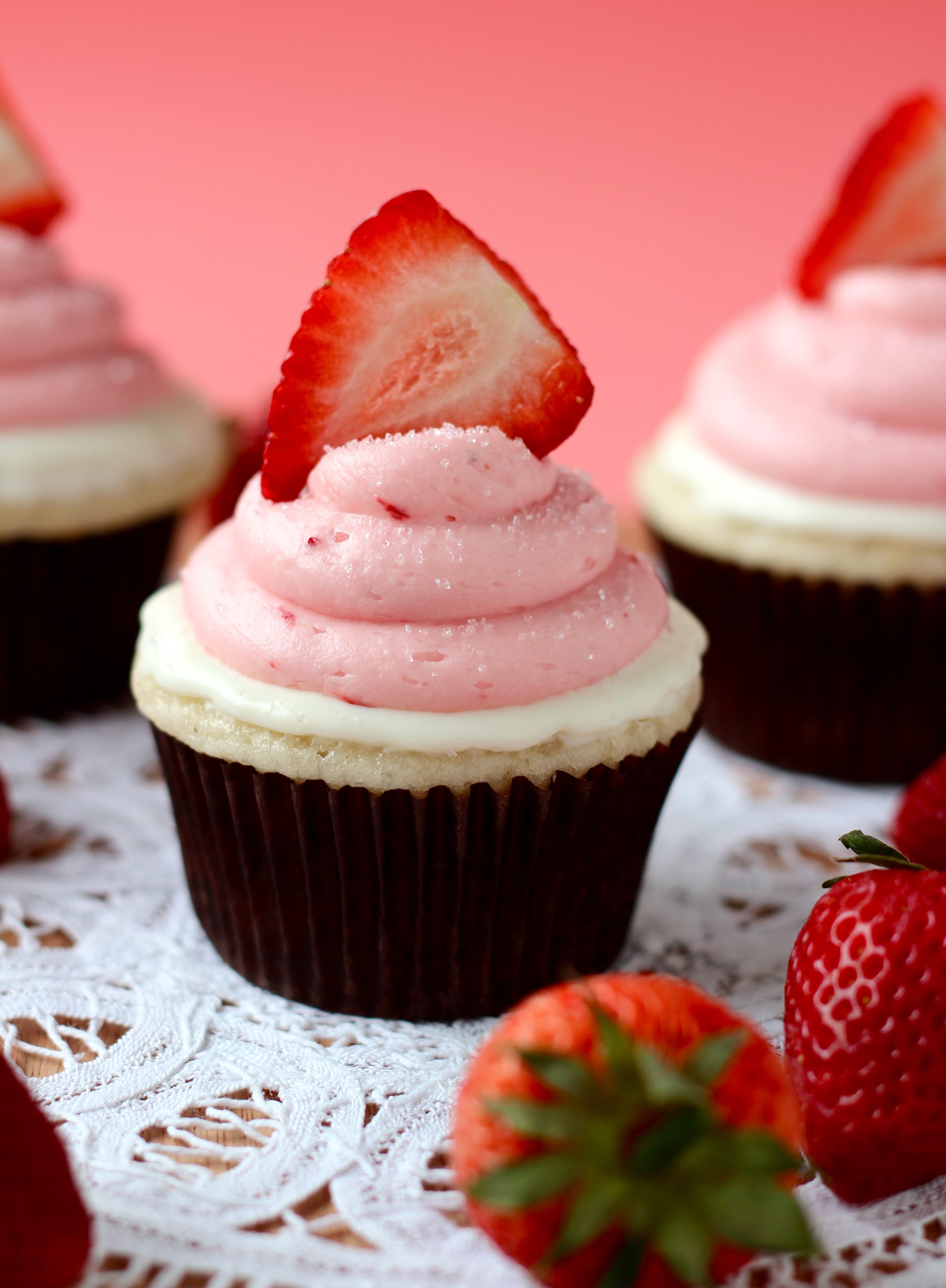 Strawberry White Chocolate Cupcakes - Your Cup of Cake