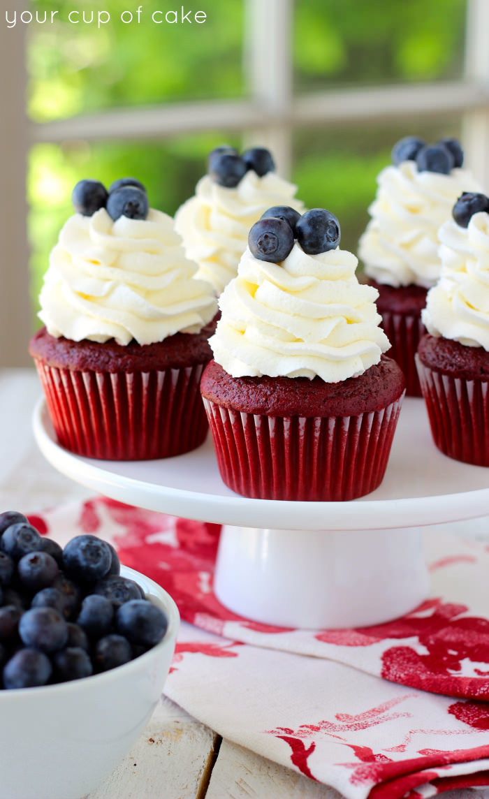 Red Velvet 4th of July Cupcakes - Your Cup of Cake
