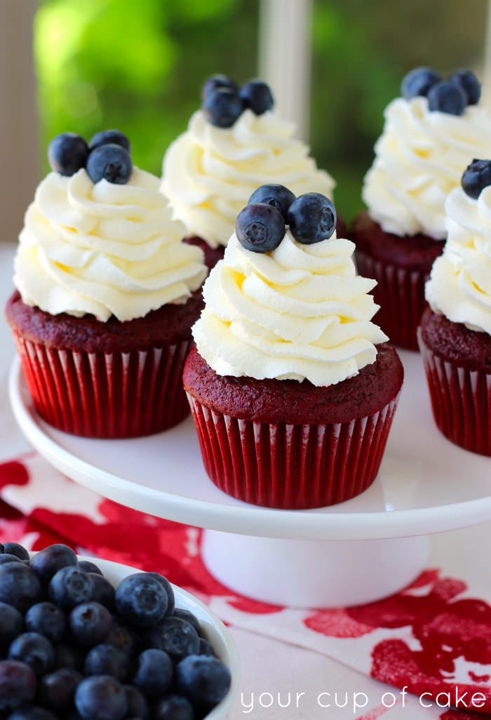 Red Velvet 4th of July Cupcakes - Your Cup of Cake