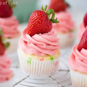 Confetti Cupcakes with Strawberry Frosting! Perfect for baby showers or pink parties!
