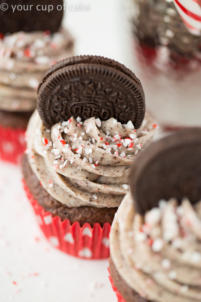 Candy Cane Oreo Cupcakes - Your Cup of Cake