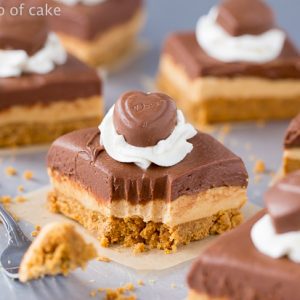 Chocolate Peanut Butter No-Bake Cheesecake Bars