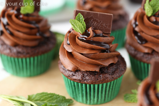 Triple Chocolate Mint Cupcakes with Andes Mints