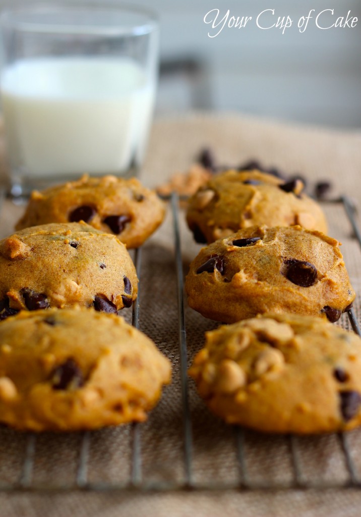 Pumpkin Chocolate and Peanut Butter Chip Cookies