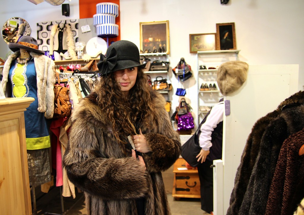 Fur coat at thrift store in NYC