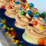 M&M Cupcakes with Peanut Butter Frosting
