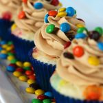 M&M Cupcakes with Peanut Butter Frosting