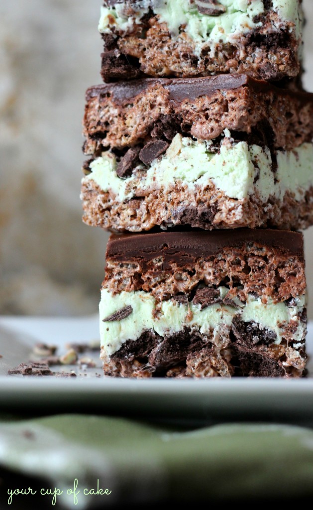 Thin Mint and Andes Mint Rice Crispy Treat