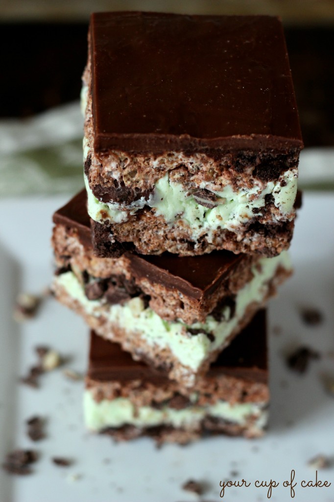 Thin Mint and Andes Mint Rice Crispy Treats