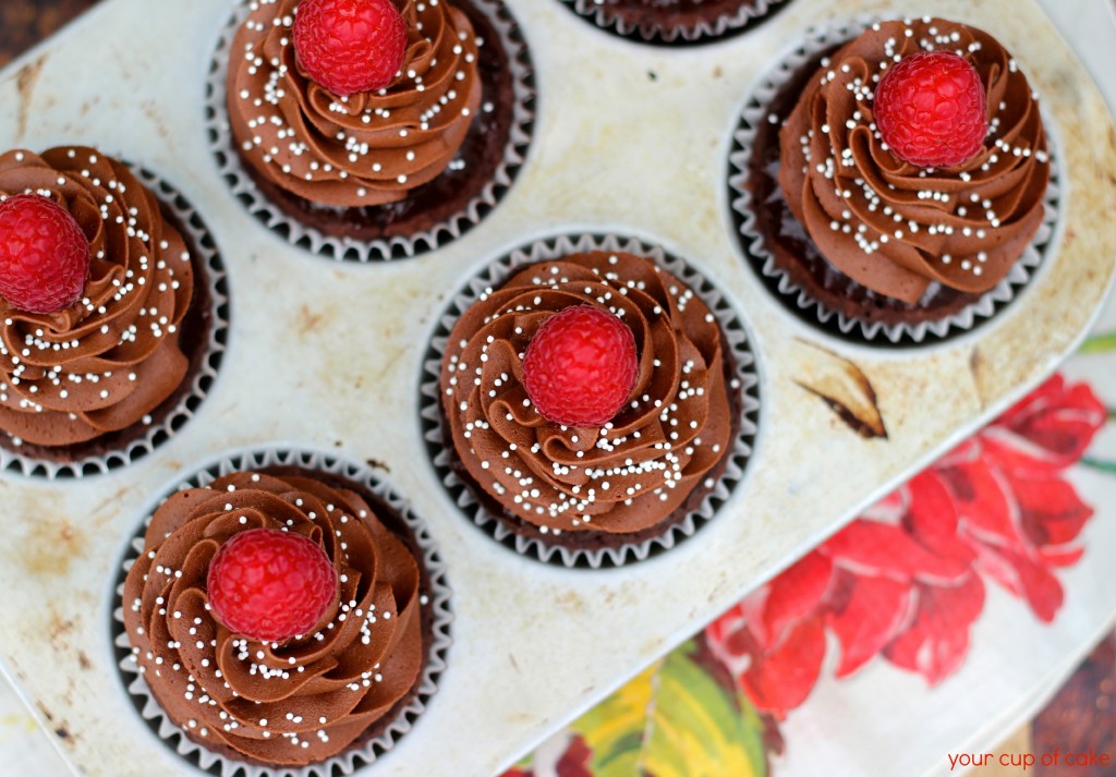 Chocolate Almond Raspberry Cupcake