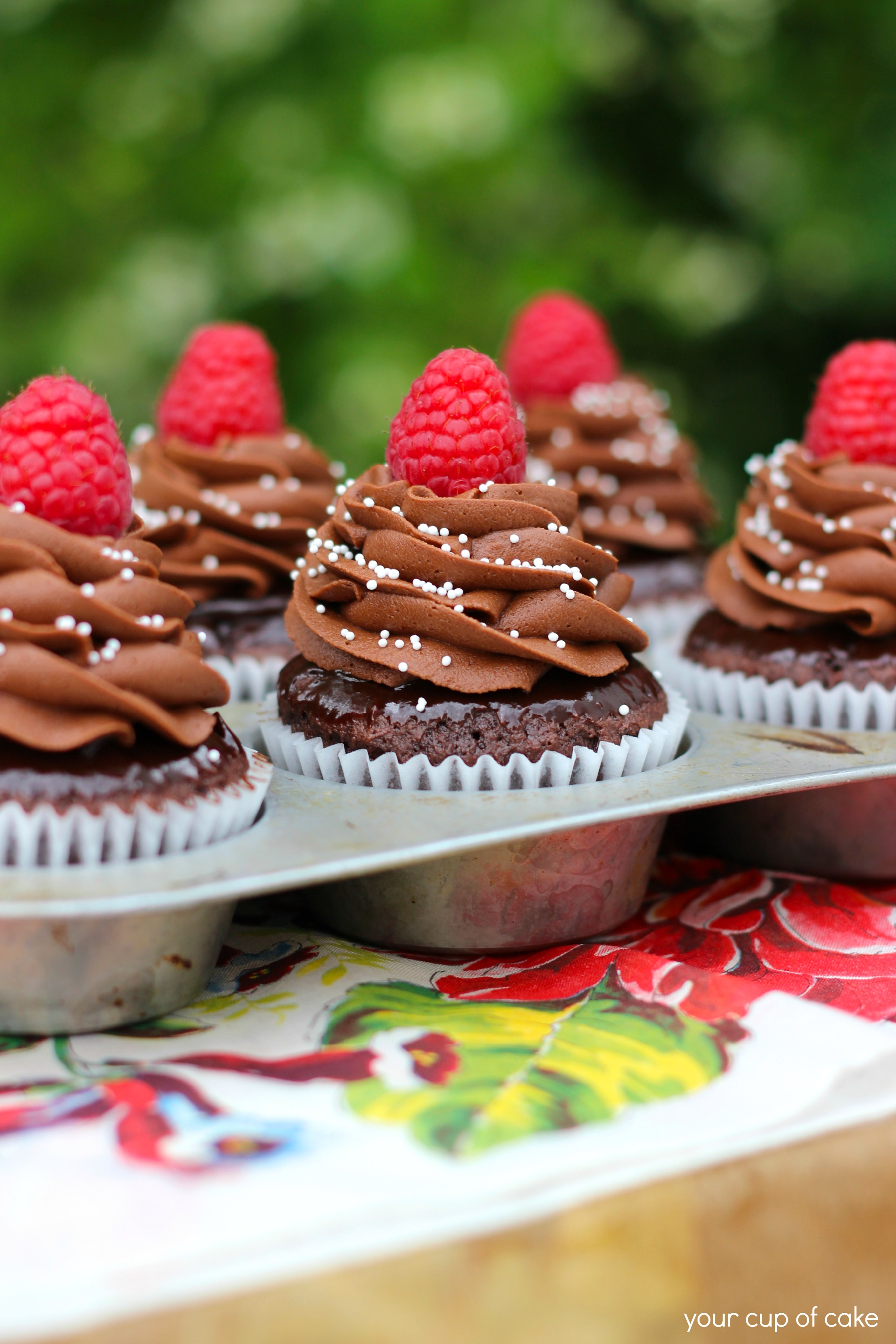 Chocolate Almond Raspberry Cupcakes