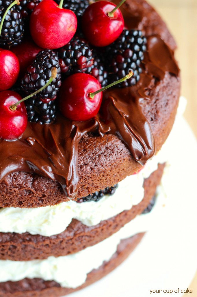 Cherry and Blackberry Whipped Cream Cake