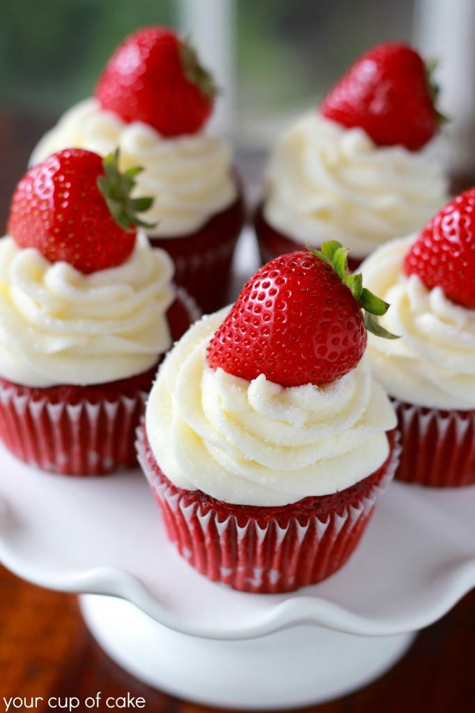 Strawberry Red Velvet Cupcakes