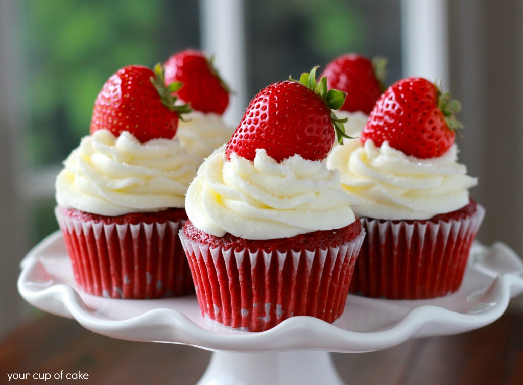 Strawberry Red Velvet Cupcakes