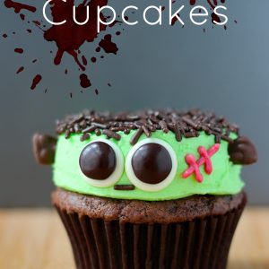 Frankenstein Cupcakes with sprinkles and M&M eyes! So cute!