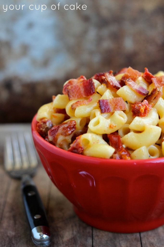 sun dried tomato macaroni and cheese and bacon