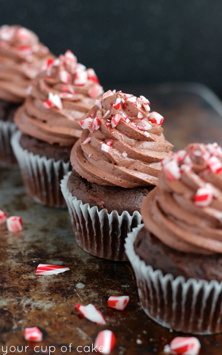 Chocolate Mousse Cupcakes with Candy Cane Crunch