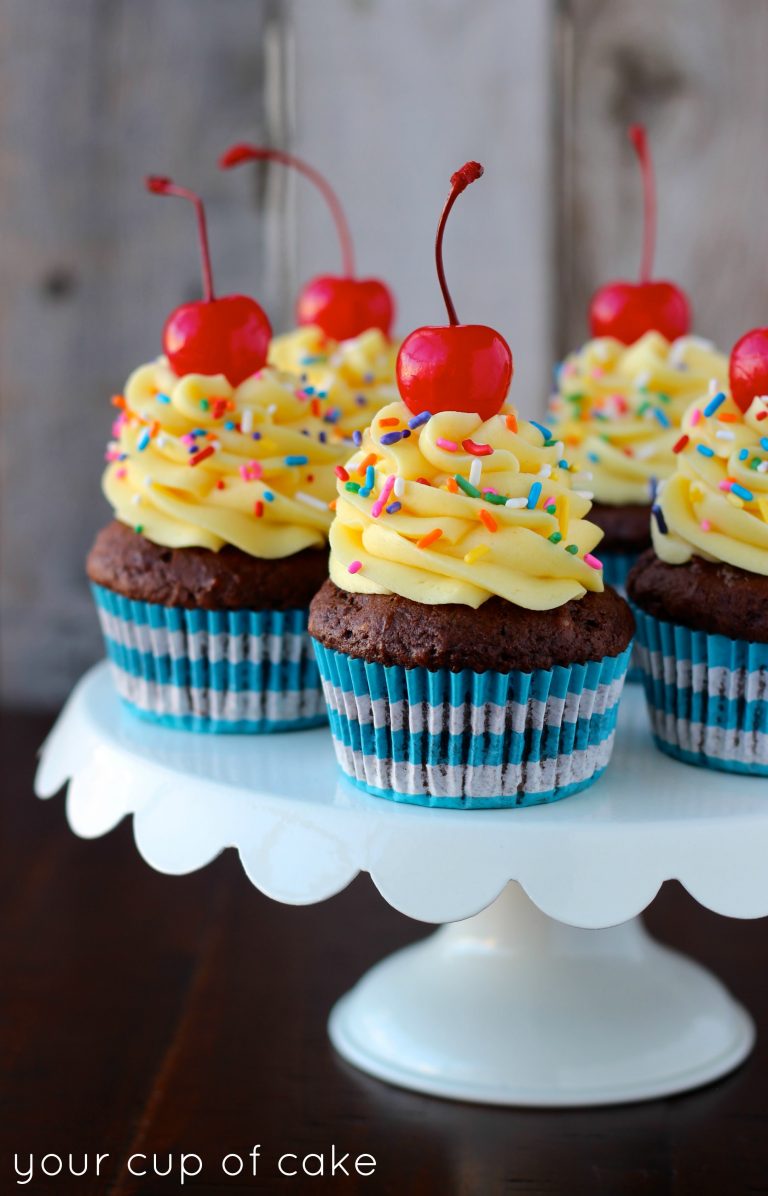 Chocolate Banana Cake Batter Cupcakes