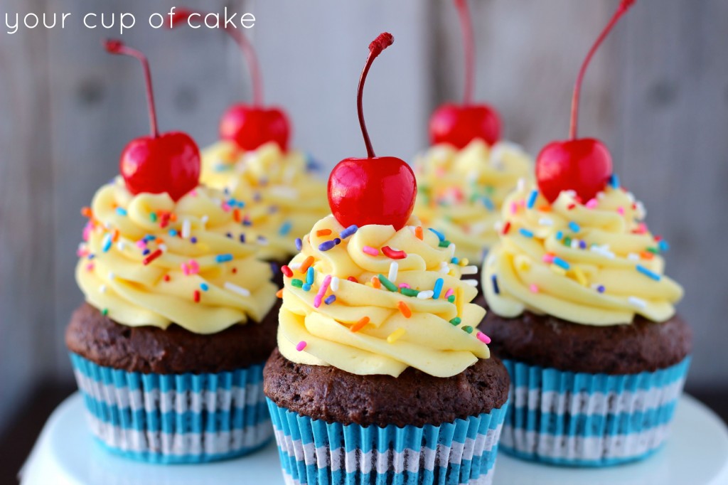 Chocolate Banana Cake Batter Cupcakes