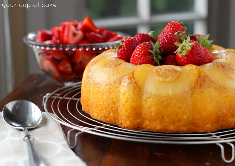 Pineapple Bundt Cake with Strawberries