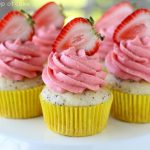 Lemon Poppy Seed Cupcakes with Strawberry Frosting