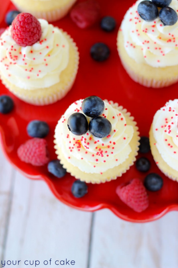 Lemon White Chocolate 4th of July Cupcakes