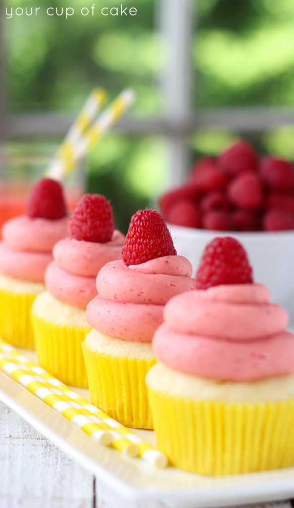 Raspberry Lemonade Cake Mix Cupcakes
