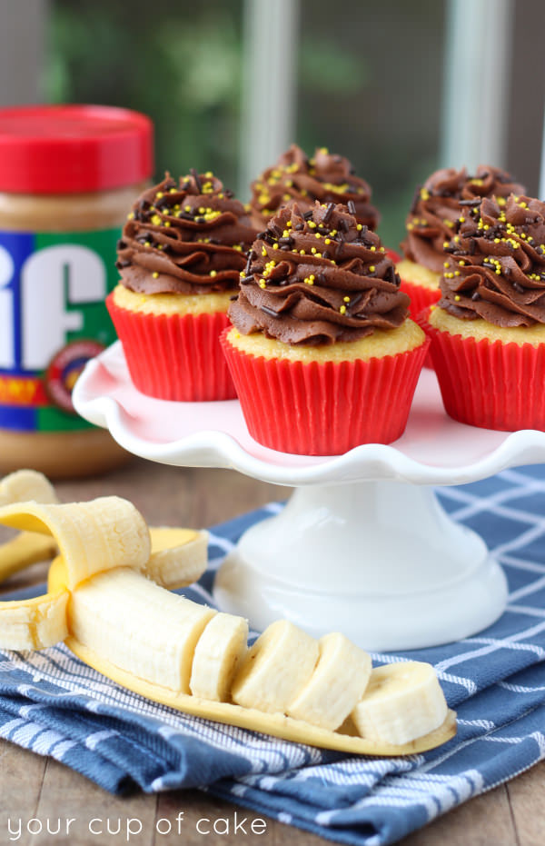 Banana Chocolate Peanut Butter Cupcake