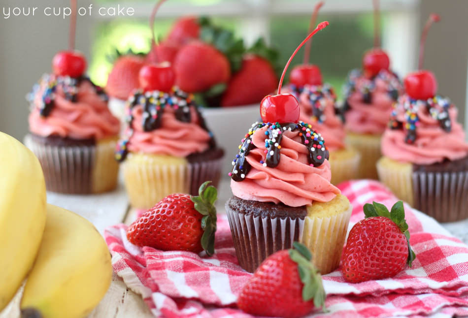 Banana Split Cupcakes