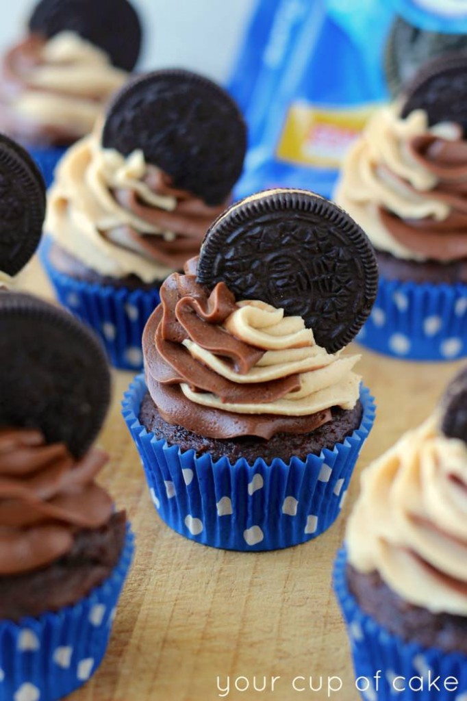 Peanut Butter Oreo Swirl Cupcakes