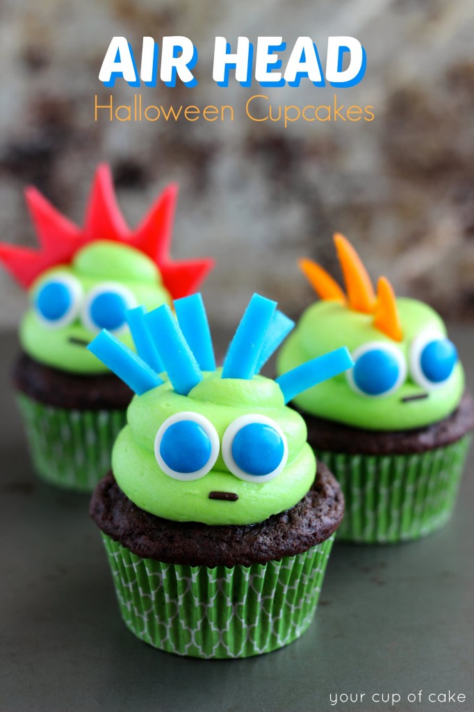 Air Head Monster Halloween Cupcakes