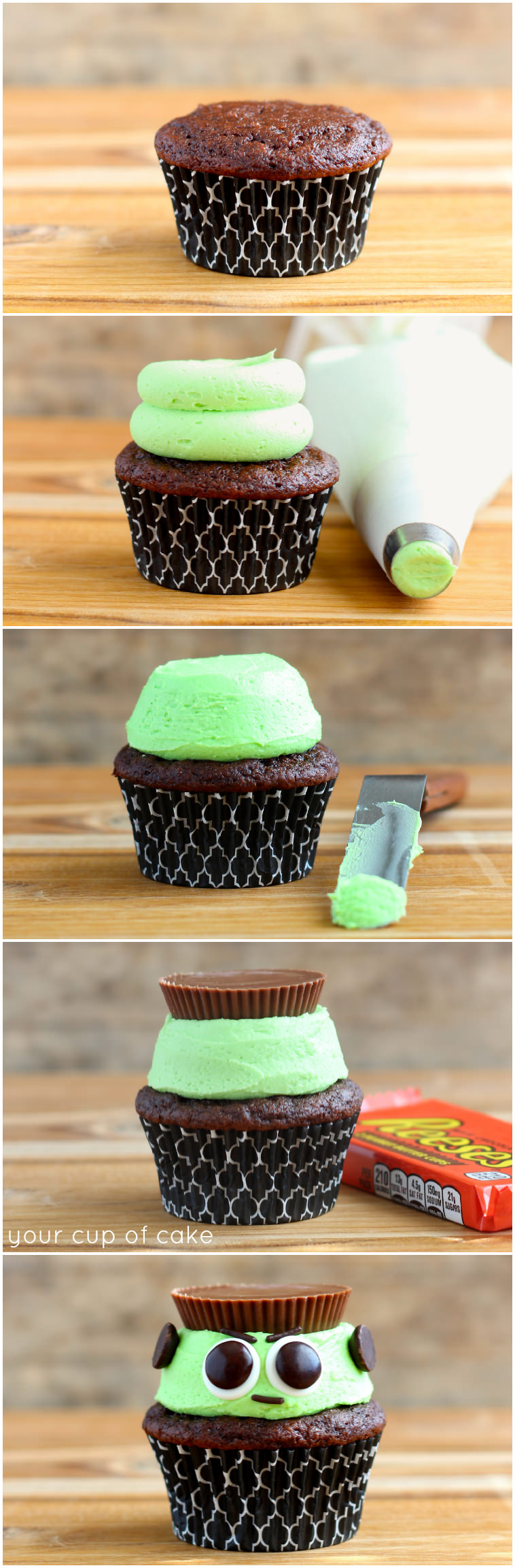 How to make Frankenstein Cupcakes