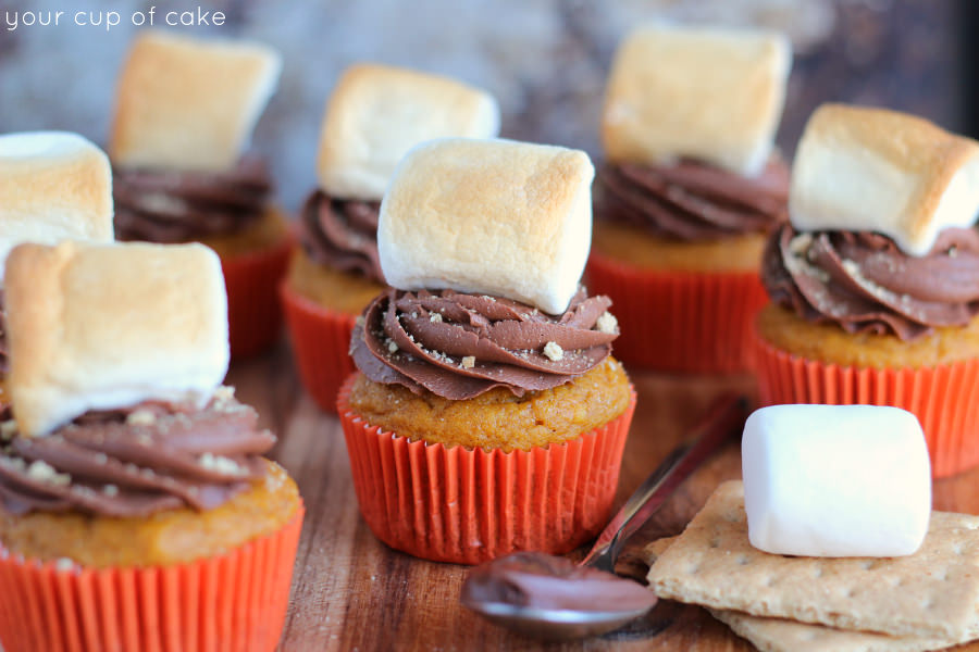 Pumpkin Nutella S'mores Cupcakes