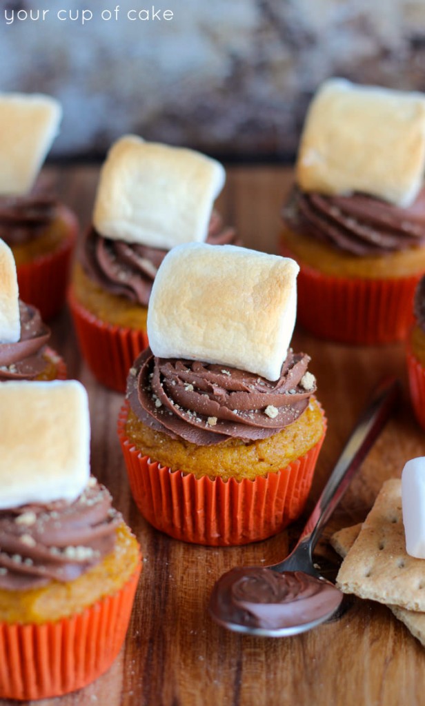 Pumpkin Nutella Smores Cupcakes