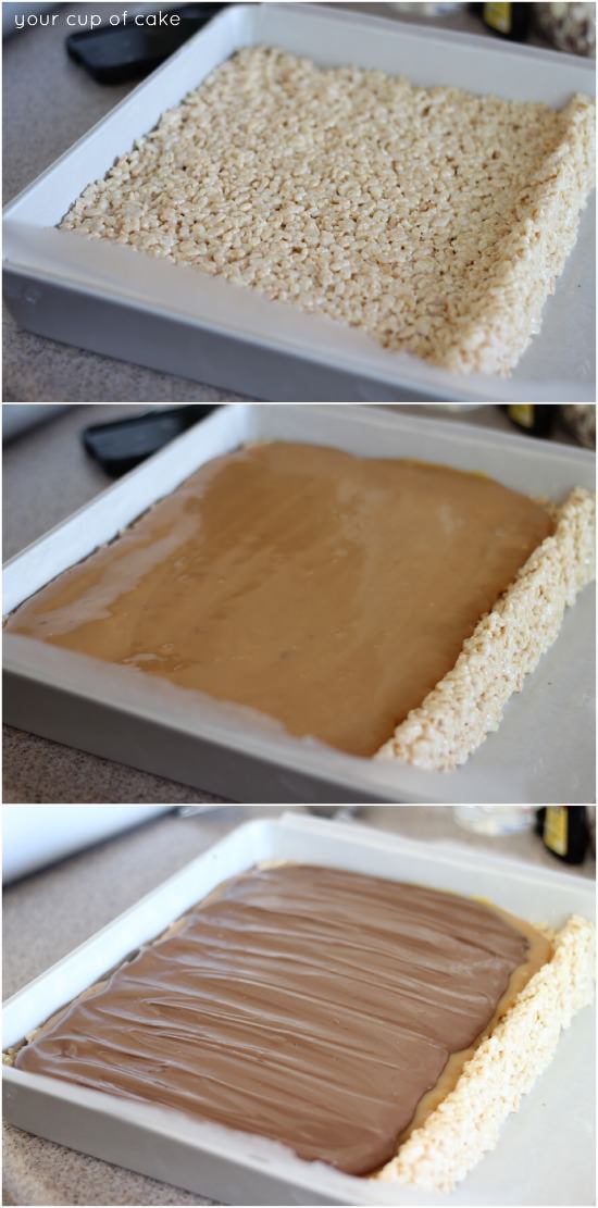 how to make chocolte caramel rice krispie treats