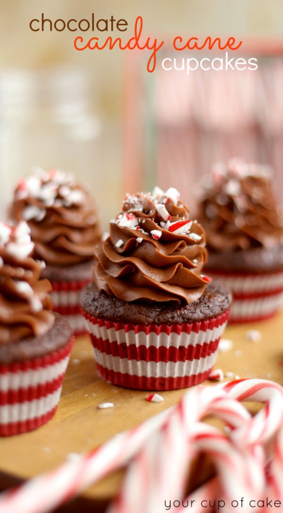 Christmas Chocolate Candy Cane Cupcakes