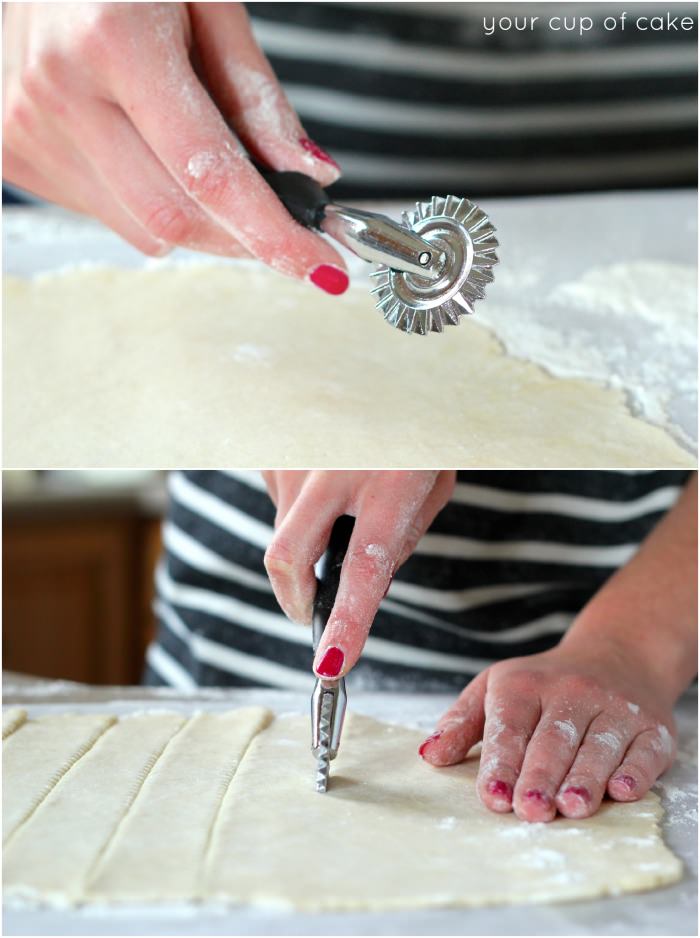 Using a ravioli wheel to make a lattice pie crust