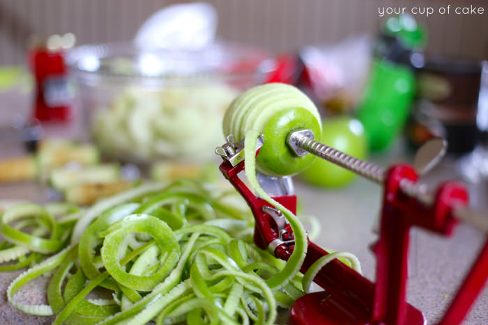 Using an apple corer and peeler