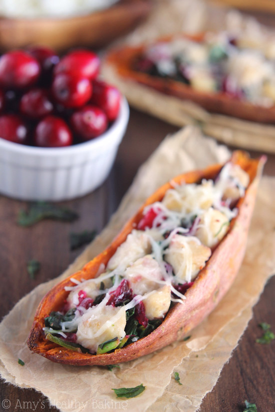 Chicken & Cranberry Sweet Potato Skins| Amy’s Healthy Baking
