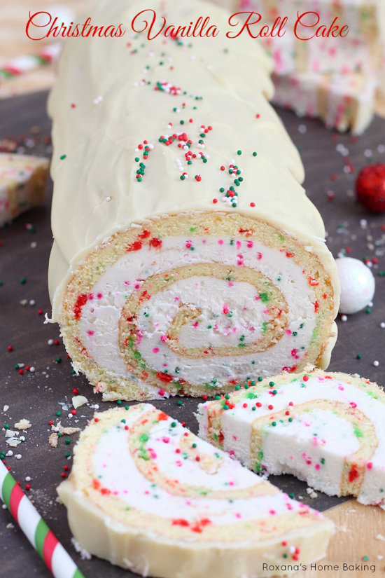 Christmas Vanilla Roll Cake | Roxana’s Home Baking