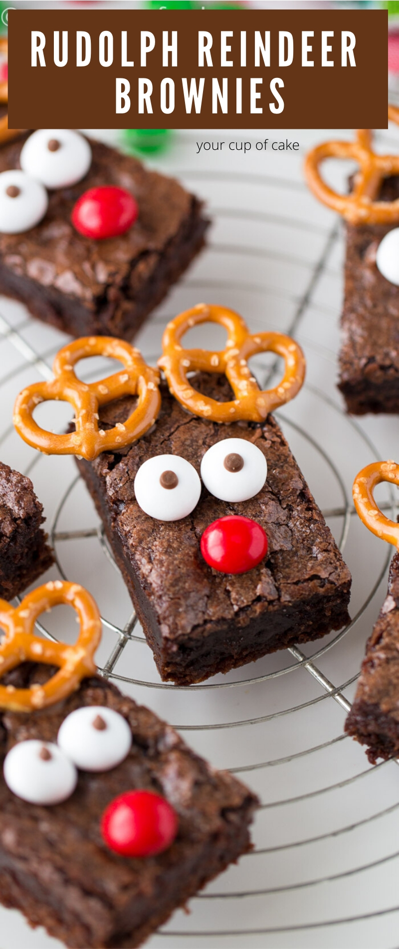 These Rudolph Reindeer Brownies are SO CUTE! The easiest Christmas treat  to make and the kids go CRAZY for them!
