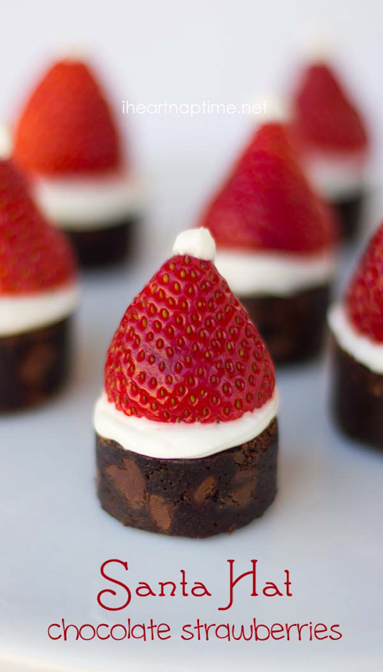 Brownie Strawberry Santa Hats | I Heart Naptime 