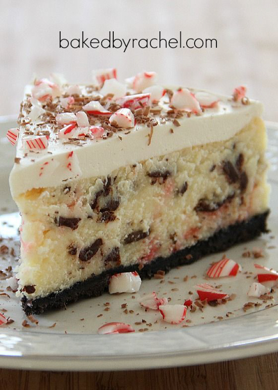 White Chocolate Peppermint Bark Cheesecake | Baked by Rachel