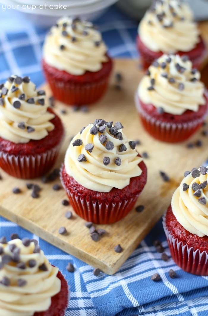 Cookie Dough Red Velvet Cupcakes