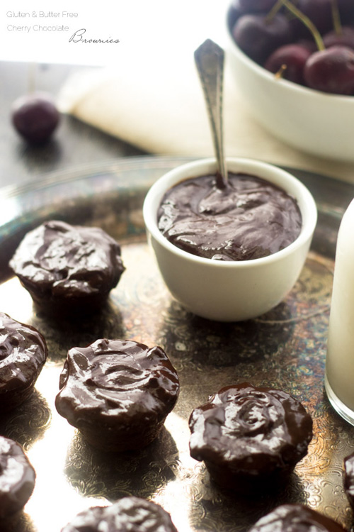 Mini Gluten Free Brownies with Cherries and Chocolate Ganache | Food Faith Fitness