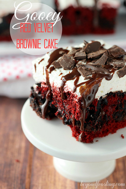 Gooey Red Velvet Brownie Cake | Beyond Frosting
