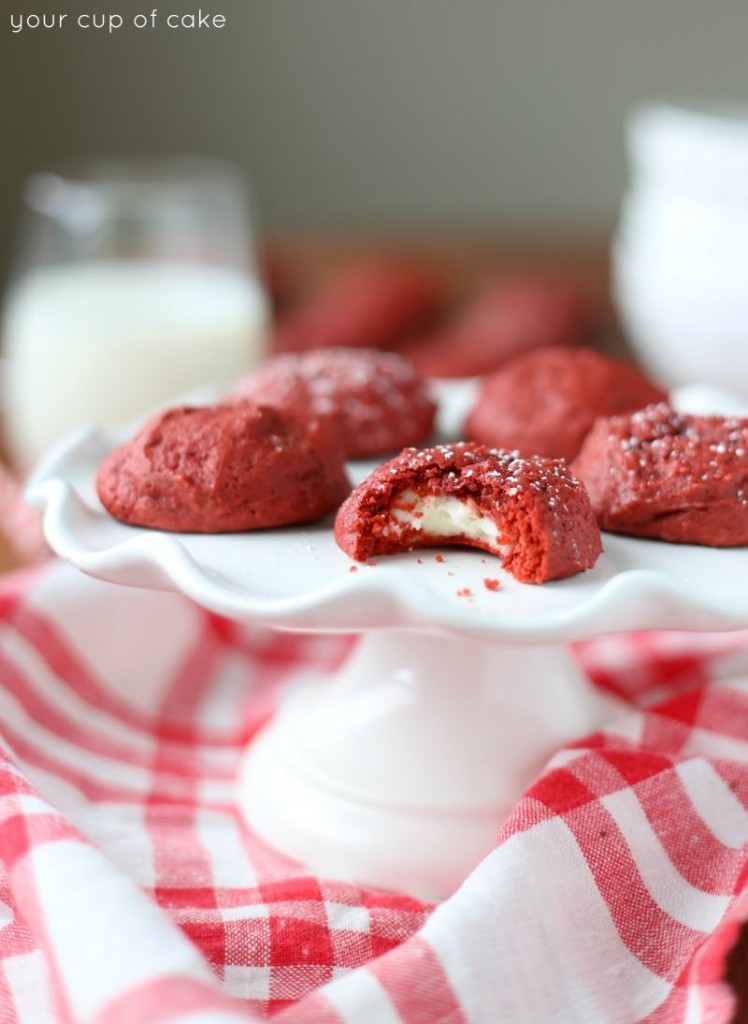 Red Velvet Cookies filled with sweet cream cheese