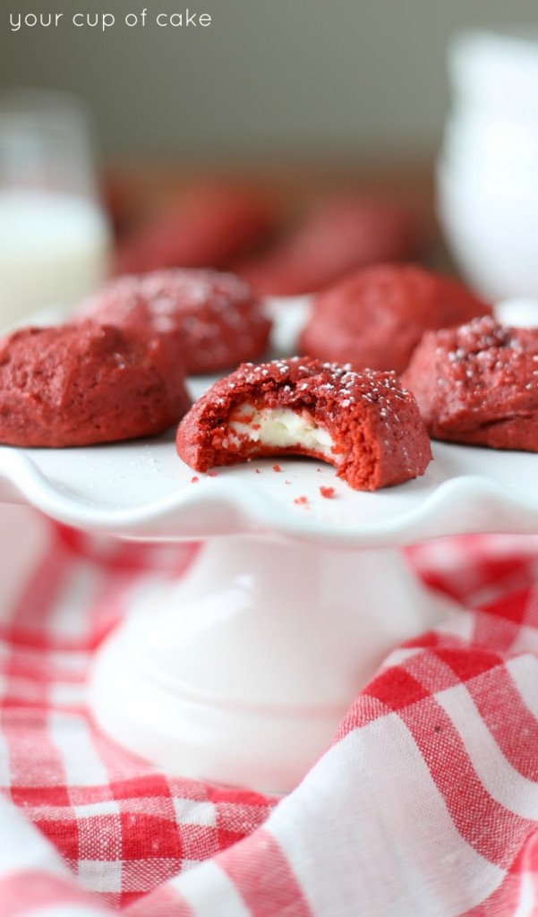 Red Velvet Cookies stuffed with Cream Cheese
