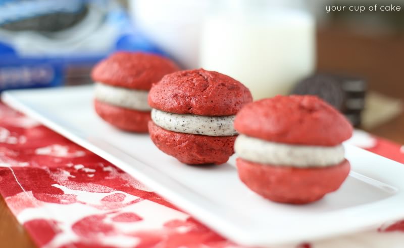 Red Velvet Cookies with Oreo Frosting