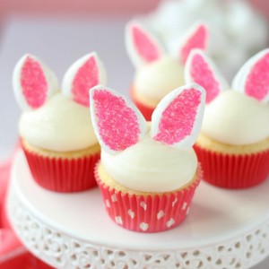 Bunny Ear Cupcakes using marshmallows